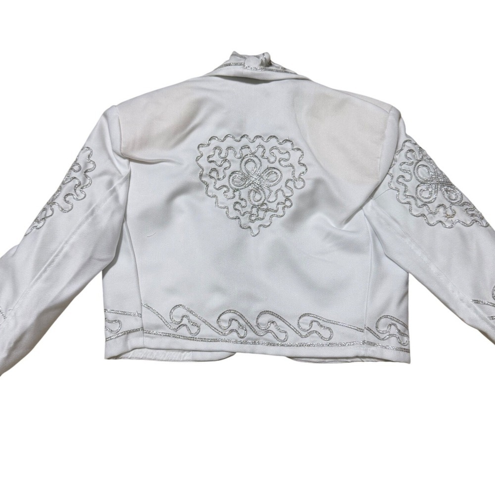 Mariachi Charro Suit Kids White Silver Embroidered 4-Piece Set Size 4T Boys - Picture 7 of 16